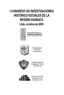 I CONGRESO DE INVESTIGACIONES HISTÓRICO - SOCIALES DE LA REGIÓN HUÁNUCO 2005. ACTAS