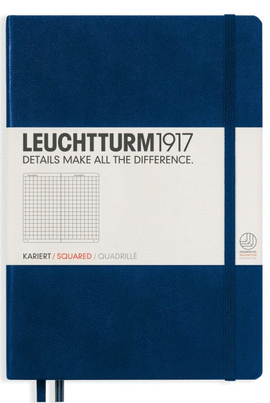 CUADERNO MEDIANO (A5) TAPA DURA, 249 PÁGINAS NUMERADAS, CUADRICULADO, AZUL MARINO