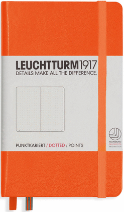 NOTEBOOK POCKET (A6) HARDCOVER, 185 NUMBERED PAGES, DOTTED, ORANGE